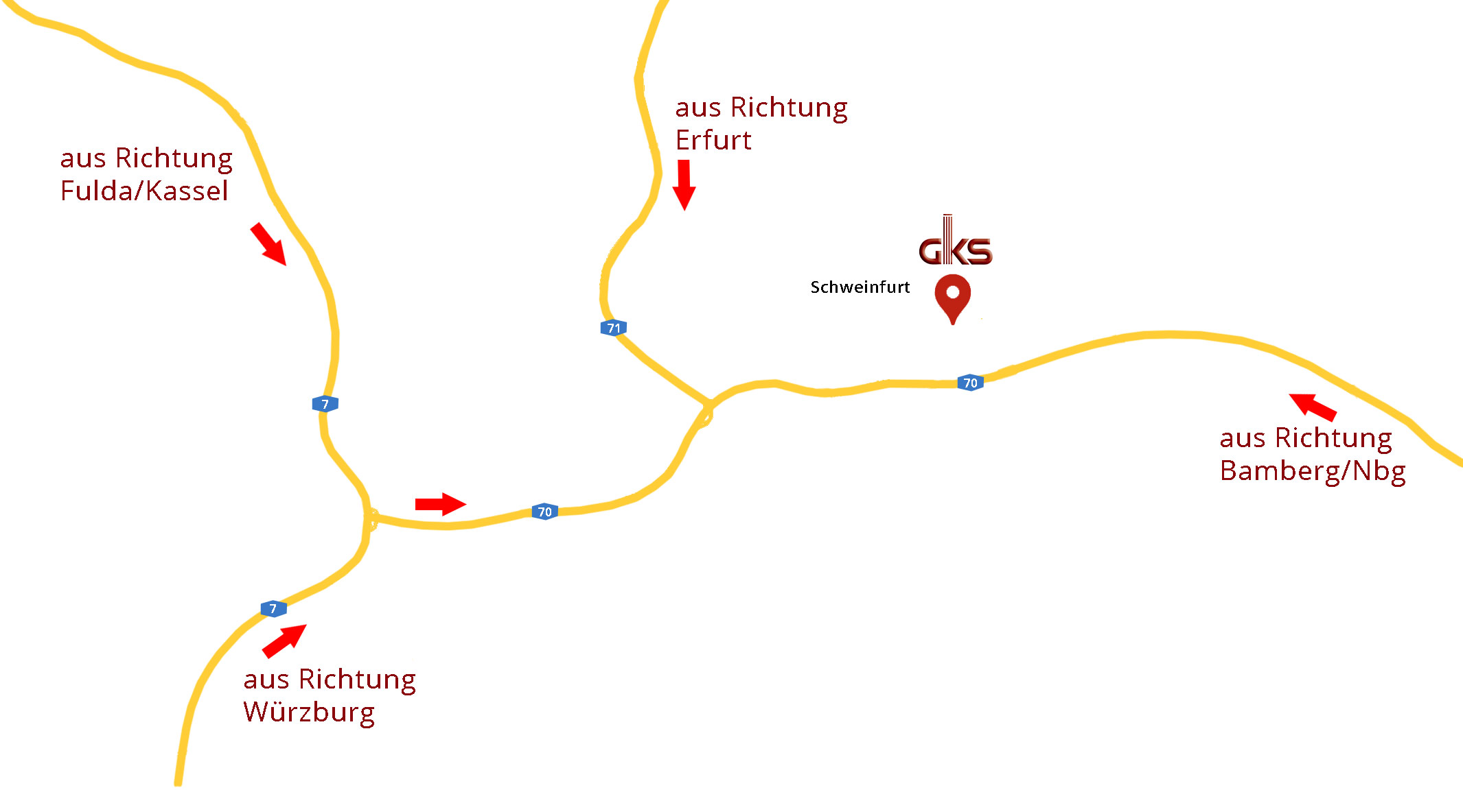 Anfahrtskarte zum GKS Schweinfurt